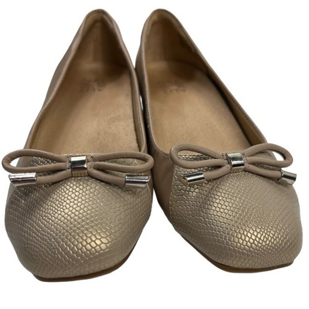 Naturalizer Gertie Ballet Flats Shoes Size 8.5 W Embossed Leather Taupe - Picture 5 of 16